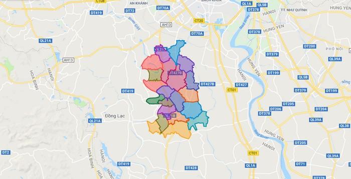 Bản đồ hành chính huyện Thanh Oai - Hà Nội