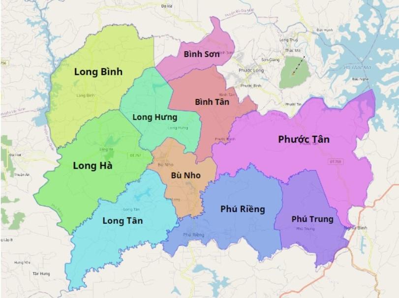 Bản đồ huyện Phú Riềng