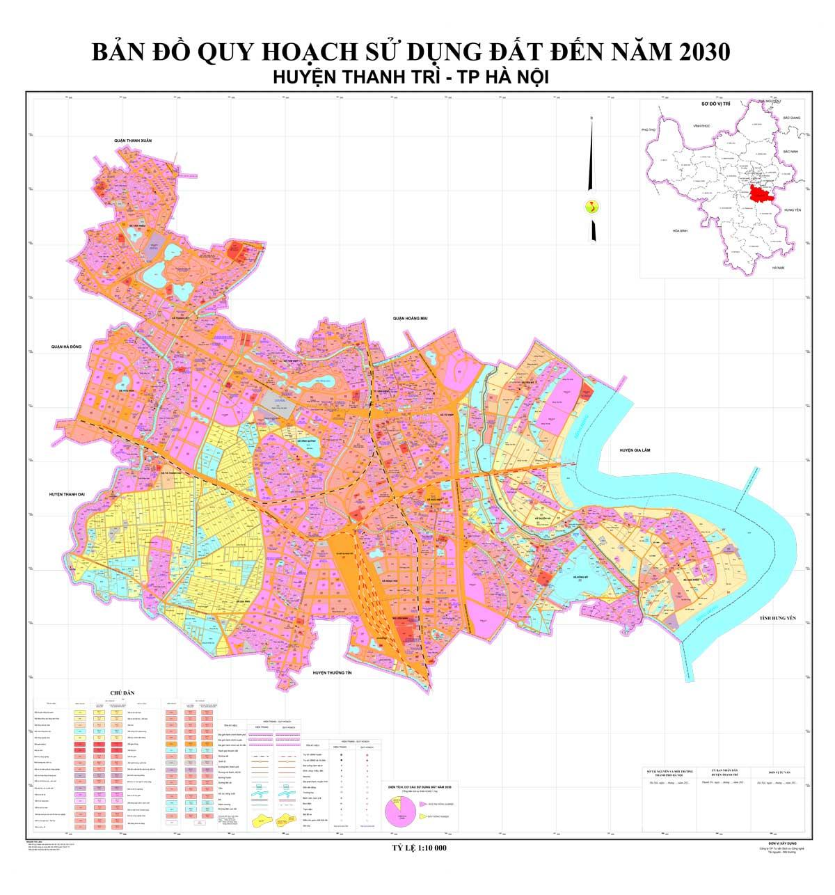 Bản đồ quy hoạch đất của huyện Thanh Trì đến năm 2030