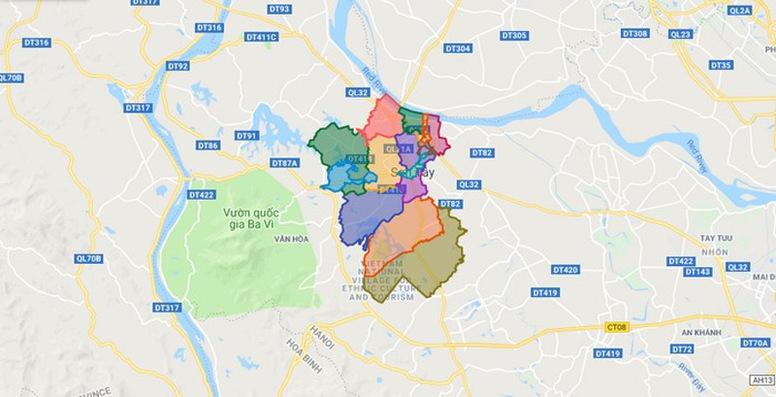 Bản đồ hành chính thị xã Sơn Tây - Hà Nội