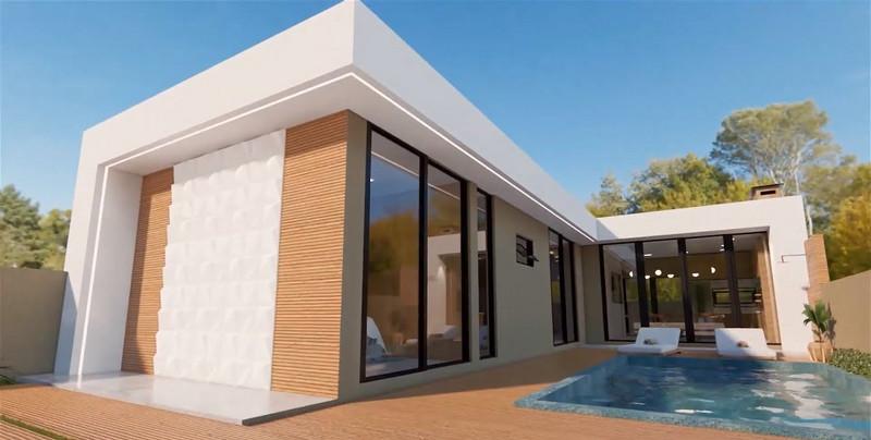 Nhà cấp 4 mái bằng chữ L có hồ bơi