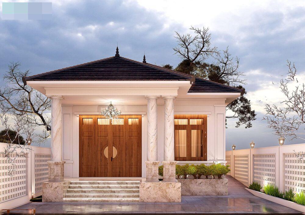 Mẫu nhà chữ L 1 tầng đẹp ở nông thôn