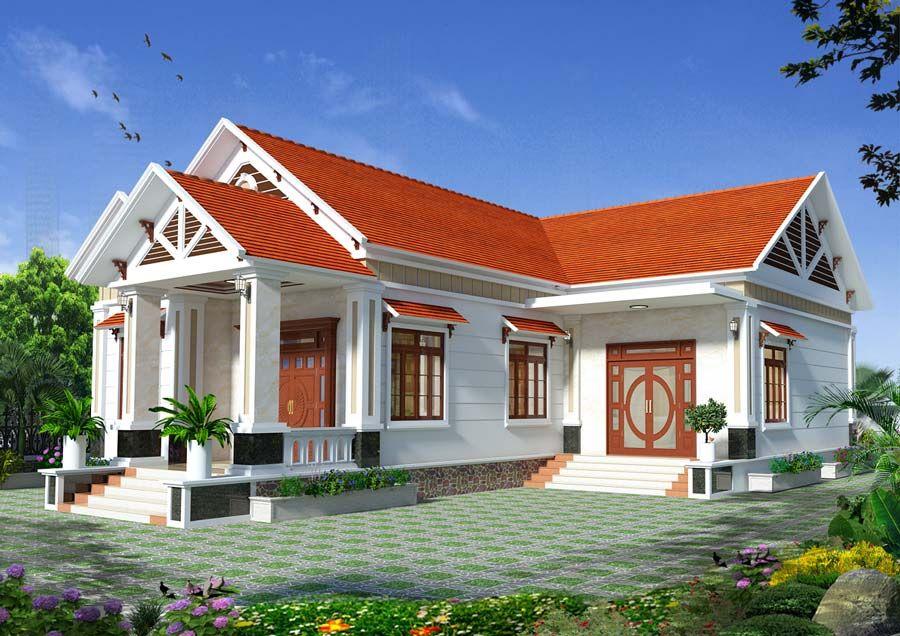 Mẫu nhà chữ L 1 tầng mái Thái
