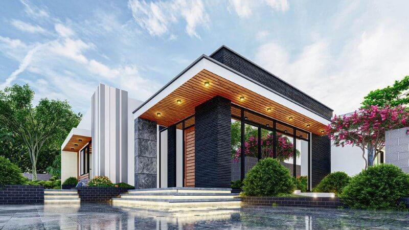 Mẫu nhà biệt thự 1 tầng đẹp có thiết kế hiện đại