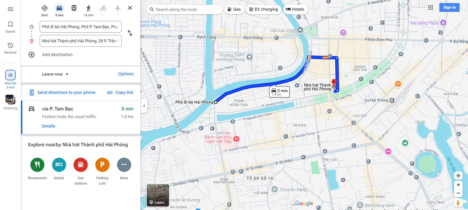 Tra cứu đường đi tại Hải Phòng trên Google Map