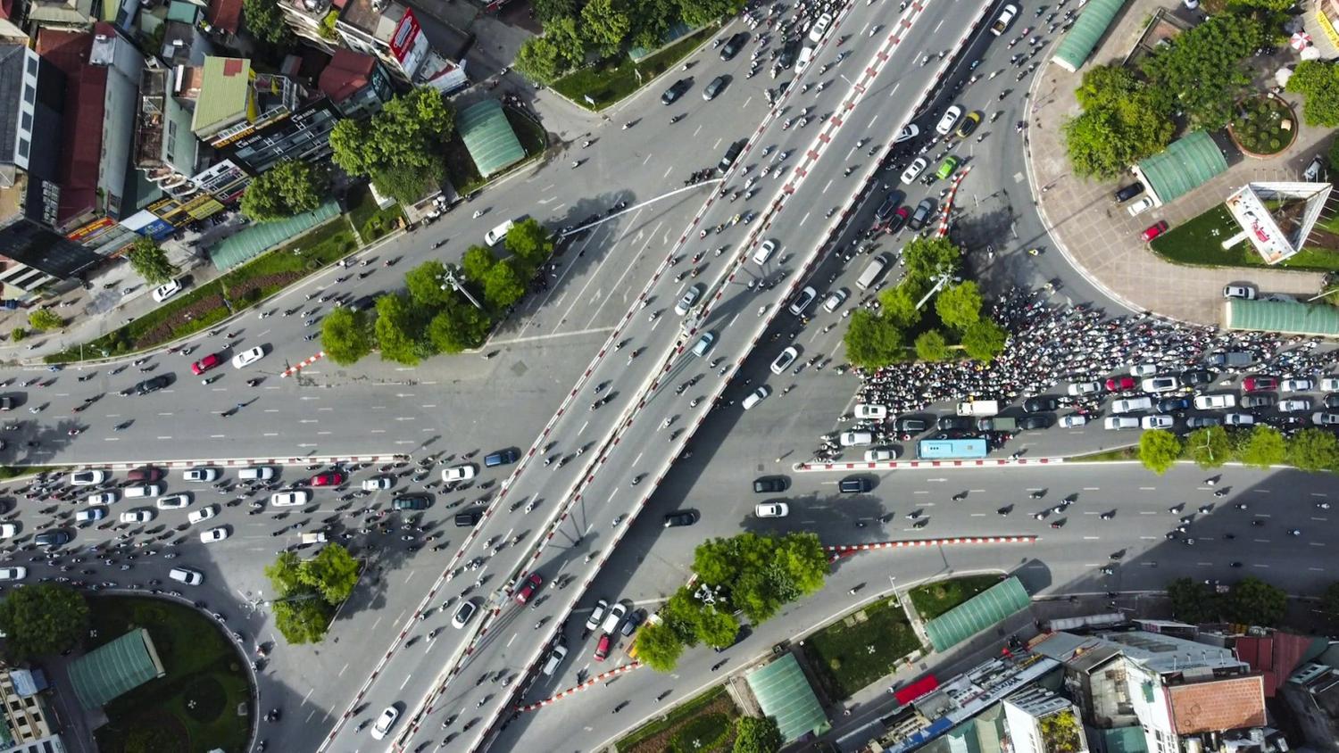 ngã tư Sở hình ảnh được chụp từ trên cao