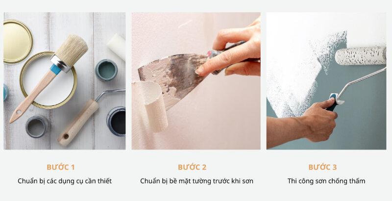 Quy trình các bước sơn chống thấm tường đúng kỹ thuật