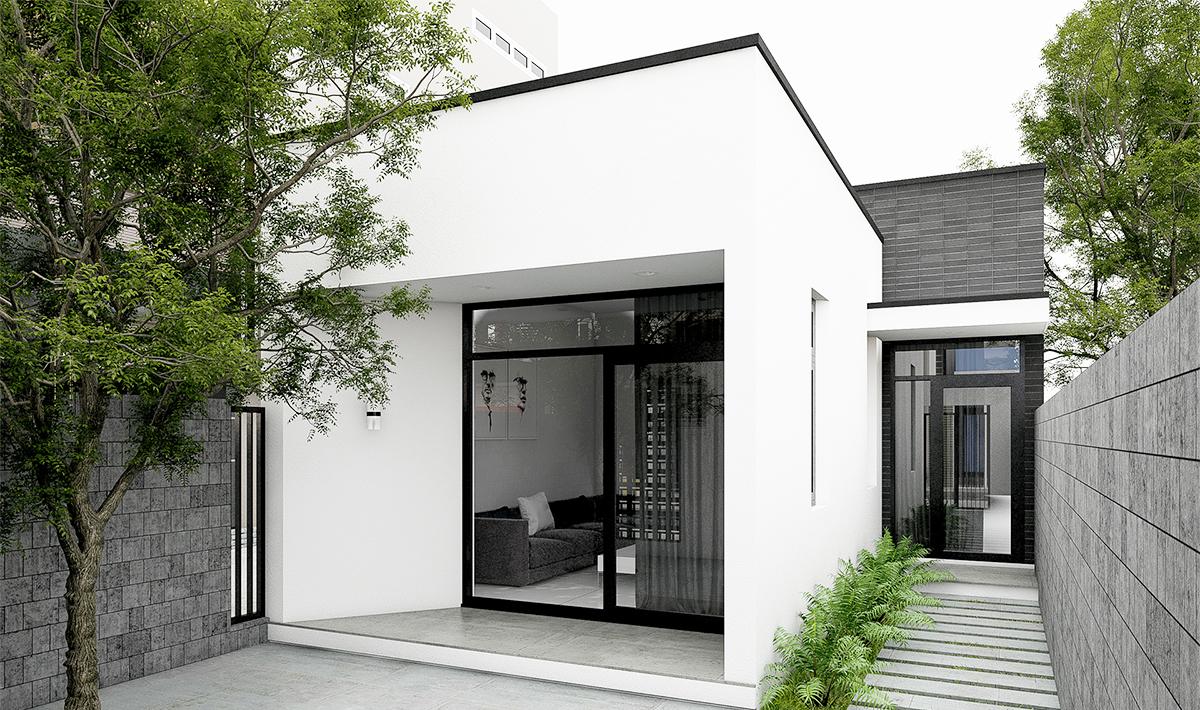 Nhà cấp 4 mái bằng với lối kiến trúc đơn giản