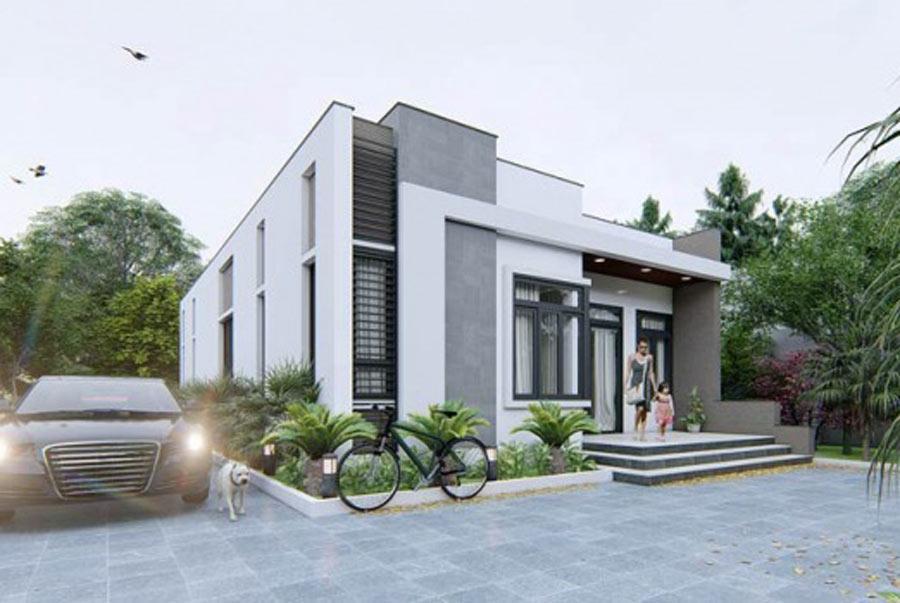 mẫu nhà cấp 4 mái bằng hiện đại