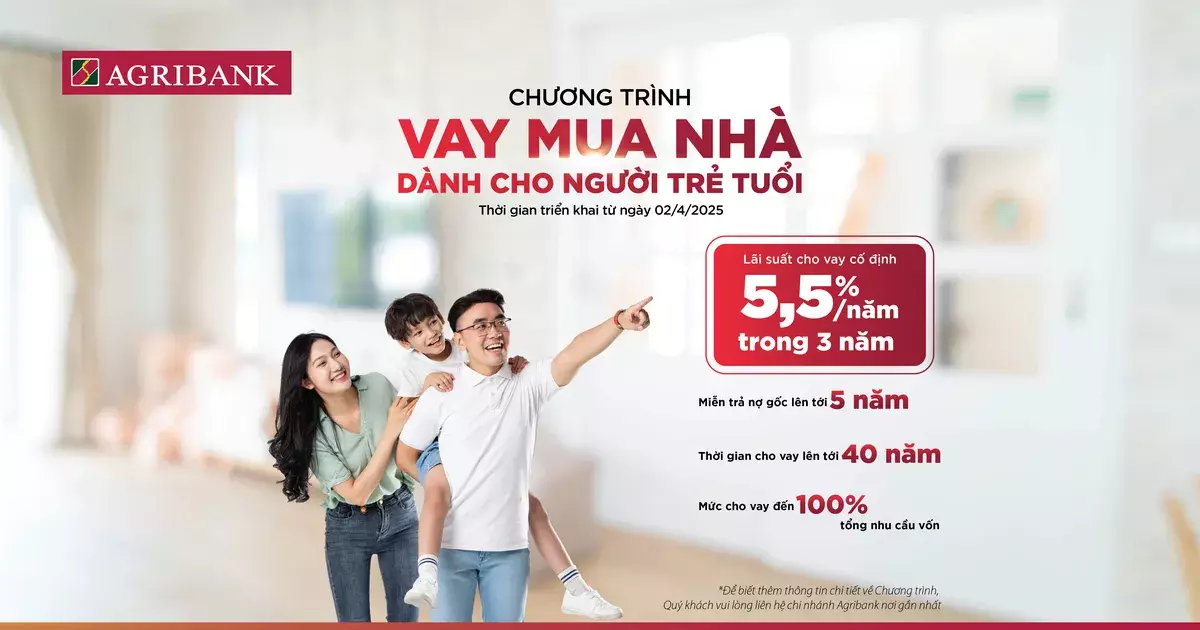 Lãi suất vay mua nhà Agribank dành cho khách hàng trẻ dưới 35 tuổi