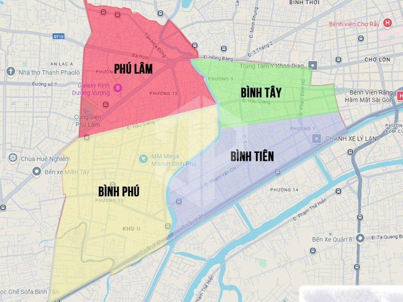 Bản đồ quận 6 sau sáp nhập các phường 2025