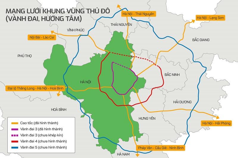 Bản đồ đường Vành đai 4 Hà Nội