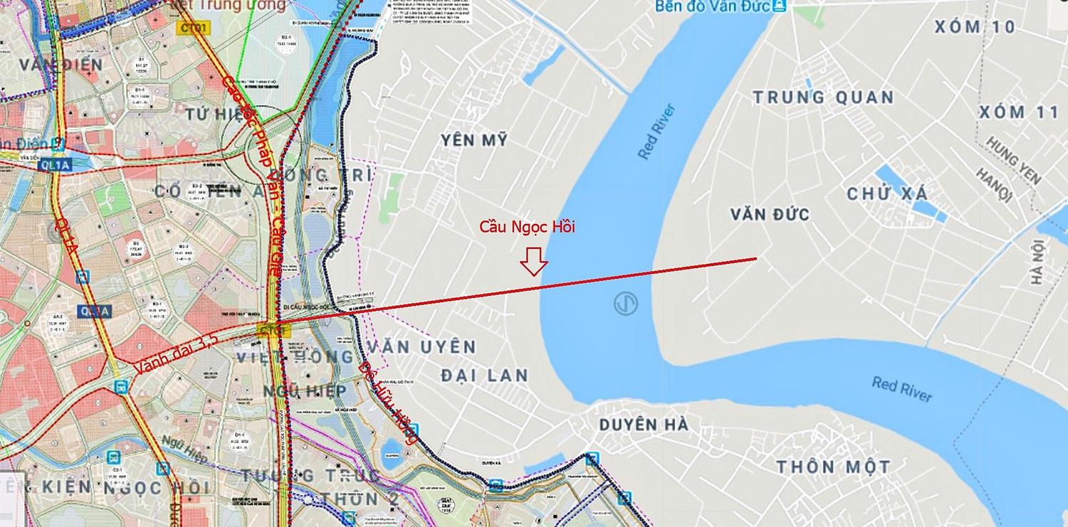 Vị trí cầu Ngọc Hồi 