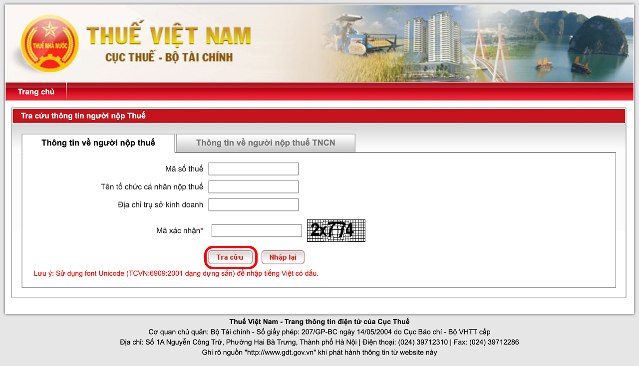 Tra cứu địa chỉ mới của doanh nghiệp bằng website của Tổng cục Thuế