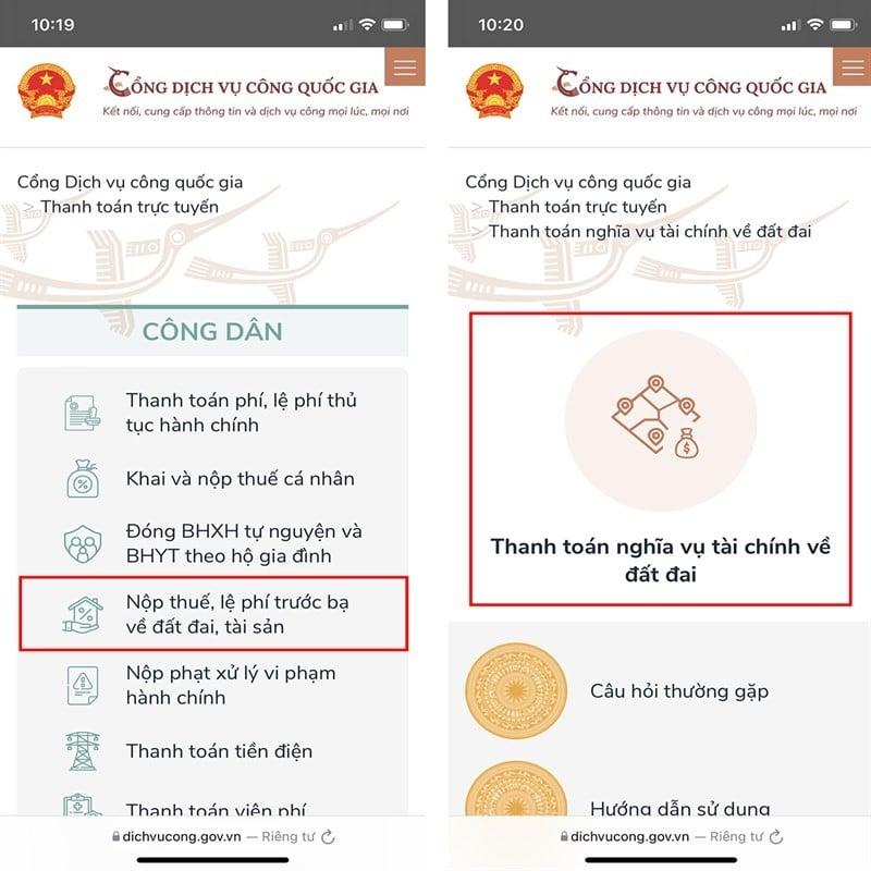 Cách thanh toán thuế đất online