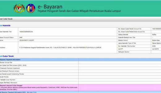 How to pay cukai tanah (quit rent) online?