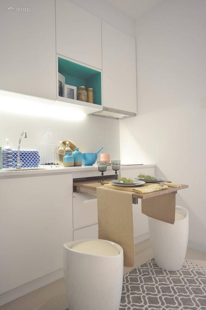 compact kitchen that comes with a pull out table
