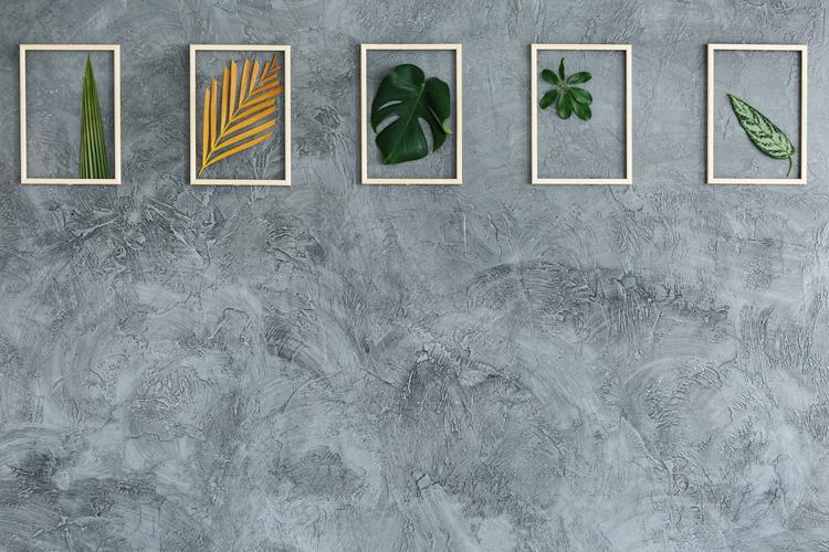 Leaves in wooden frames
