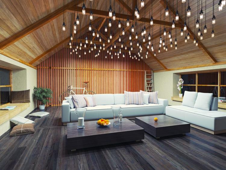 modern interior loft with laminated timber