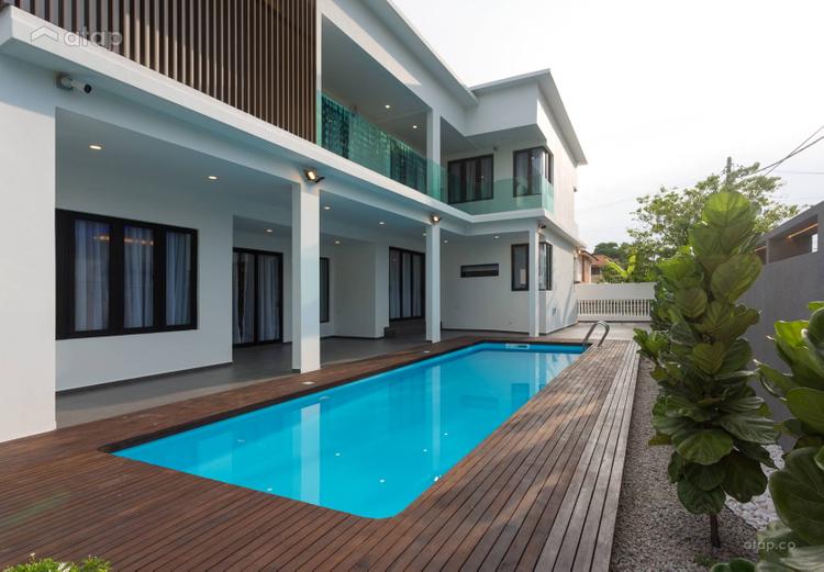 Transforming a modern home into a villa with a lap pool at a corner house in Johor.
