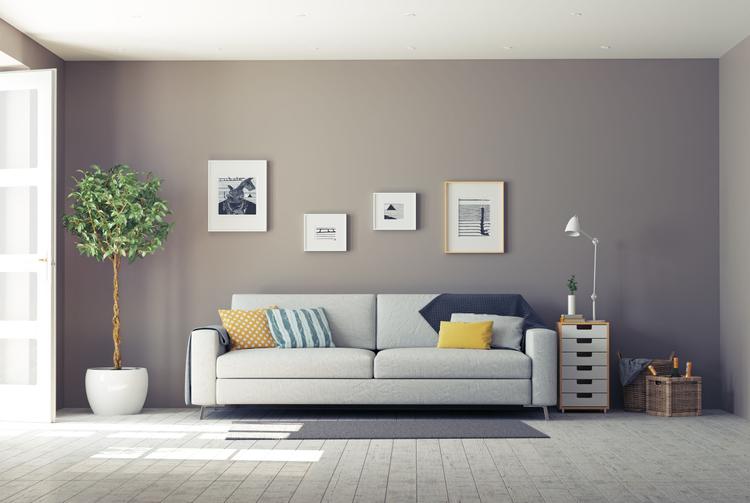 modern interior with brown wall