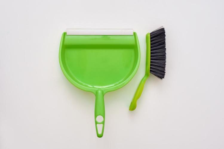 Floor cleaning tools. Brush and dustpan