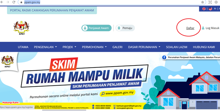 cara daftar Perumahan Penjawat Awam Malaysia (PPAM)