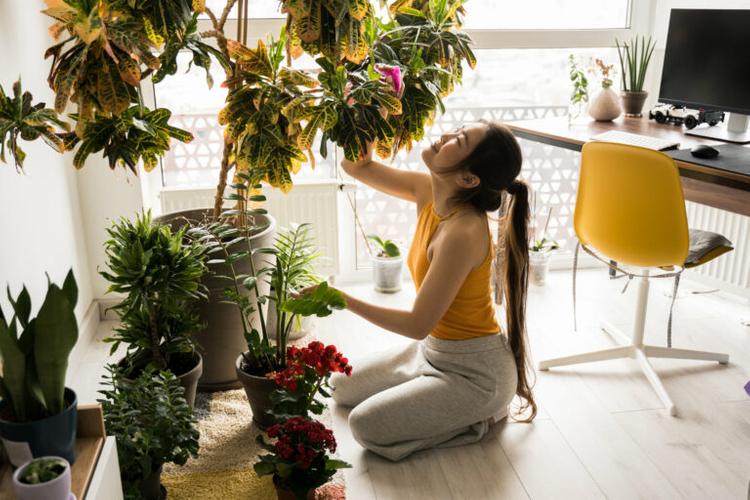 woman-taking-care-of-plants-happily