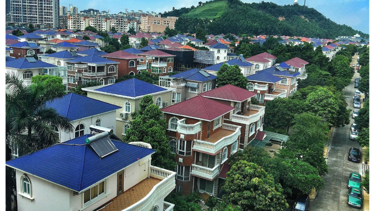 High-angle shot of a townscape