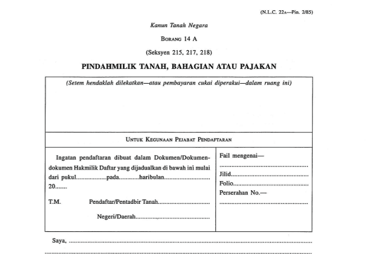 borang 14A MOT malaysia
