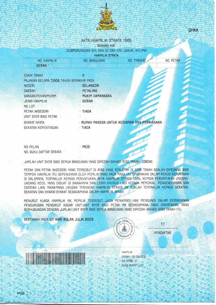 malaysia land title sample