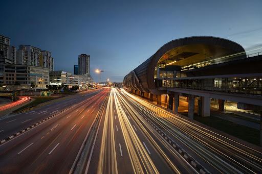 Time-lapse photo of a road at night in Puchong