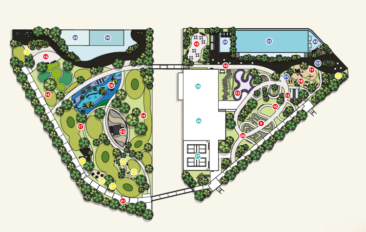 M Vertica facilities and landscape layout plan.