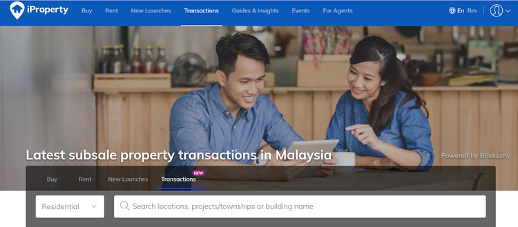 Transaction Page of iProperty Malaysia