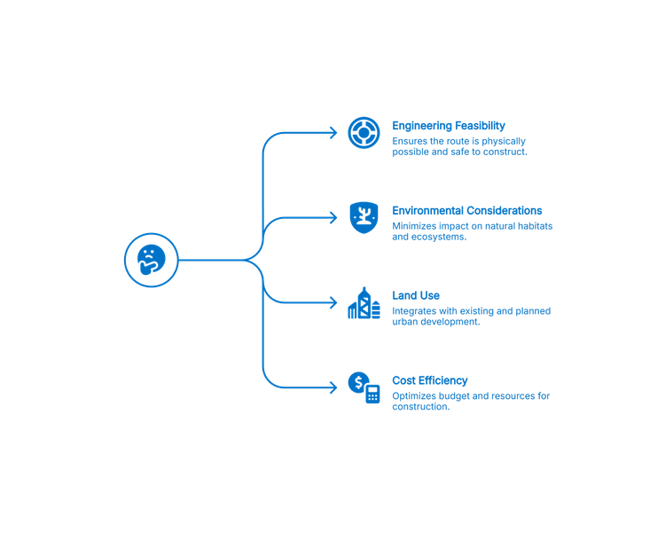 Infographic listing factors for infrastructure planning