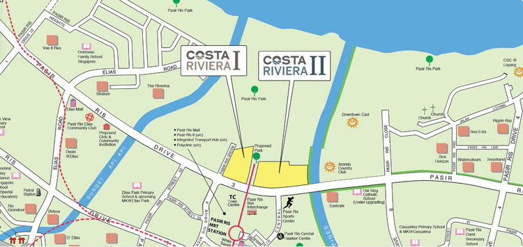 Costa Riviera I & II Pasir Ris HDB BTO Oct 2024 location