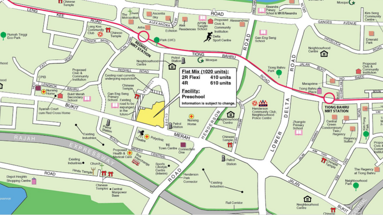Location of the Jalan Bukit Merah HDB BTO Oct 2025 flats, bounded by Henderson Road and Redhill MRT 