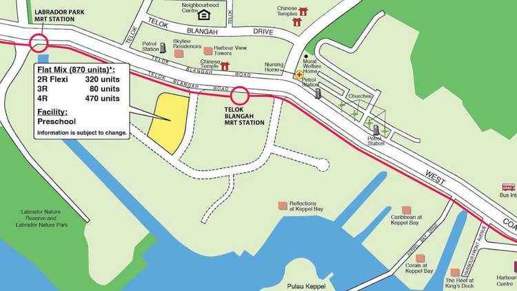 Location of the Bukit Merah HDB BTO October 2025 flats, situated in the Telok Blangah area near Telok Blangah and Labrador Park MRT stations