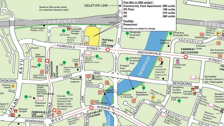 Location of the Sengkang HDB BTO October 2025 flats, situated along Fernvale Street and Anchorvale Street