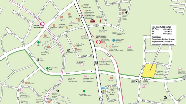 Location of the Ang Mo Kio HDB BTO October 2025 flats, situated along Ang Mo Kio Avenue 5.
