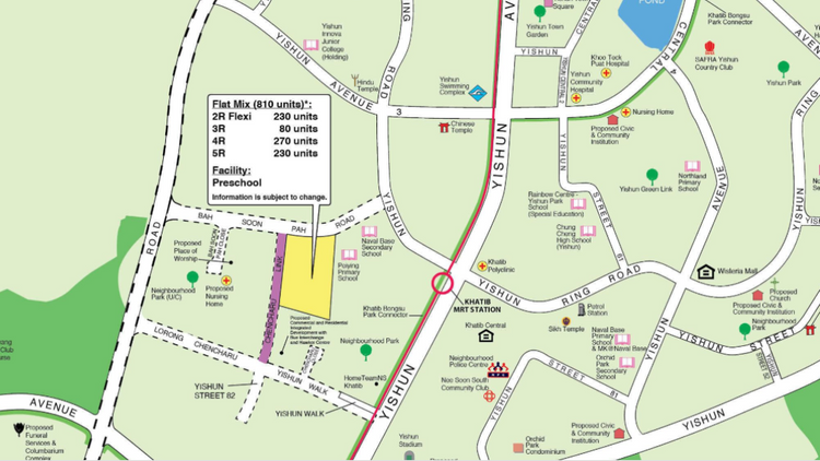 Location of the Yishun HDB BTO Oct 2025 flats, bounded by Yishun Avenue 2 and Lorong Chencharu near Khatib MRT.