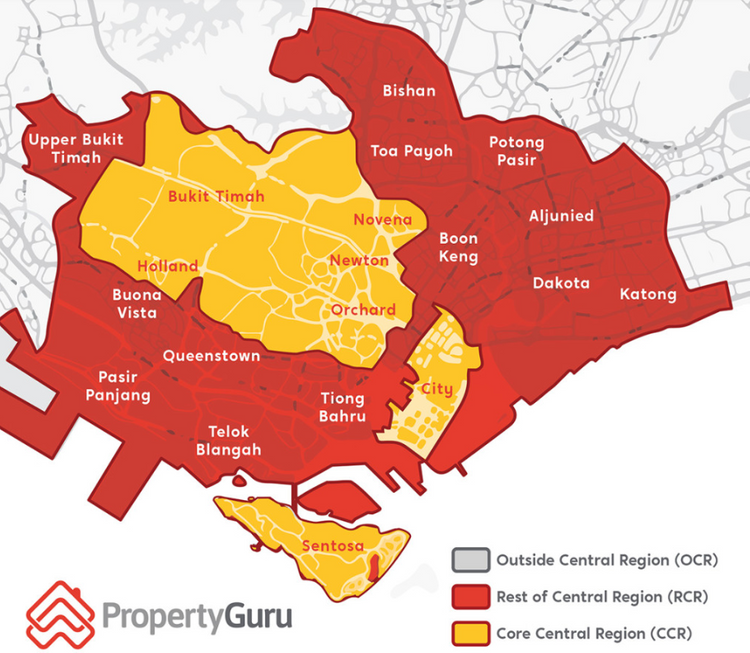District map of OCR, RCR, and CCR