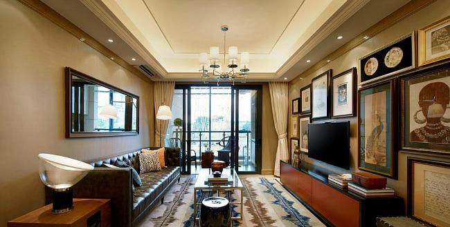 A living room with a balcony in a unit at R&F Princess Cove, Johor Bahru