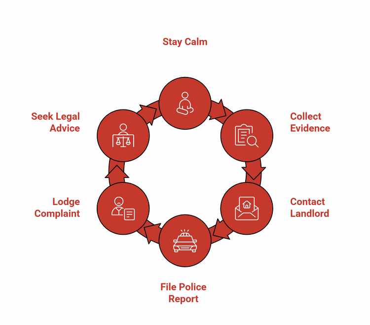Infographic of what tenants should do if landlords enter without permission.