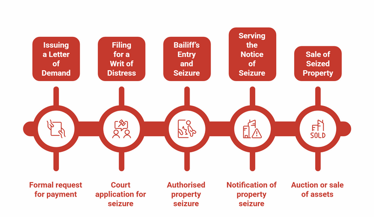 Infographic of steps involved in a distress action