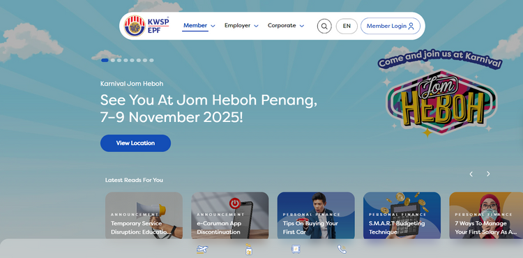 Screenshot of the KWSP (EPF)