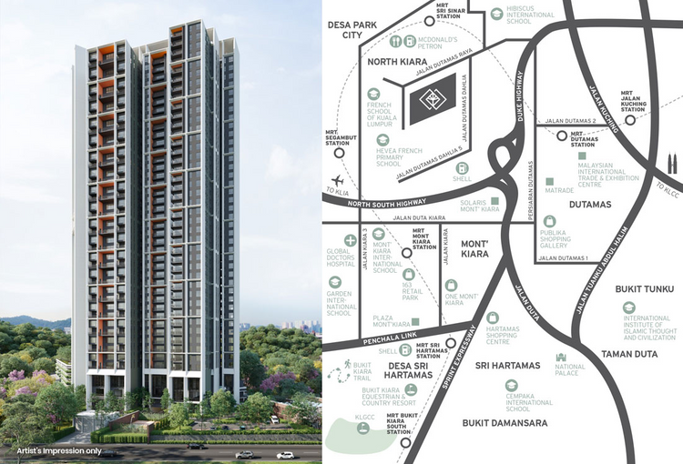 Artistic impression of Papyrus at North Kiara with adjoining location map.