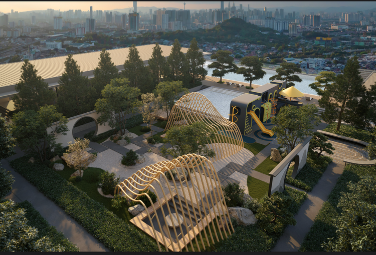 Rooftop facilities and play area at SkyAman 1 Residences, Desa Aman Cheras. 