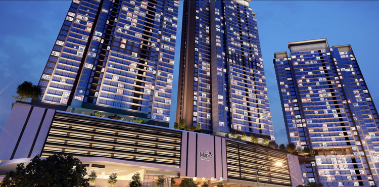 Front view of The Maple Residences building