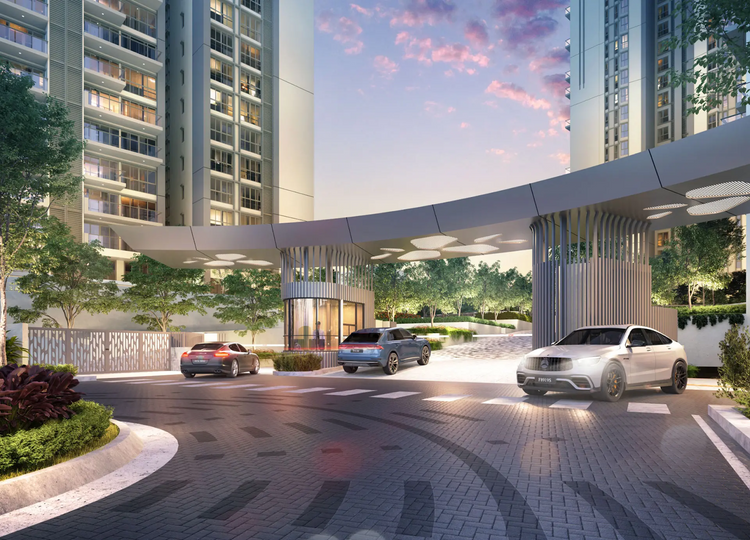 Entrance driveway and façade of Kiaramas deDaun Phase 2.